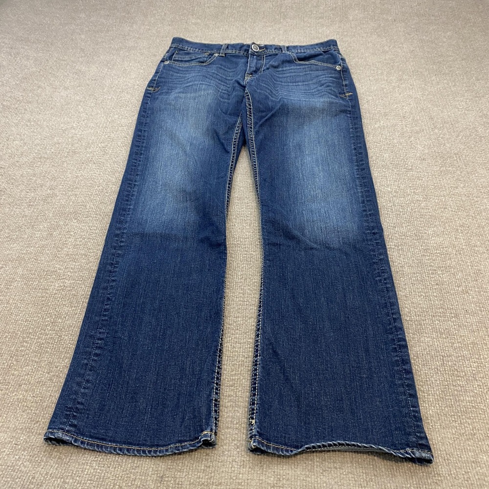 BKE Carter Jeans Womens 32 R Blue Medium Wash Relaxed Bootcut Stretch Denim